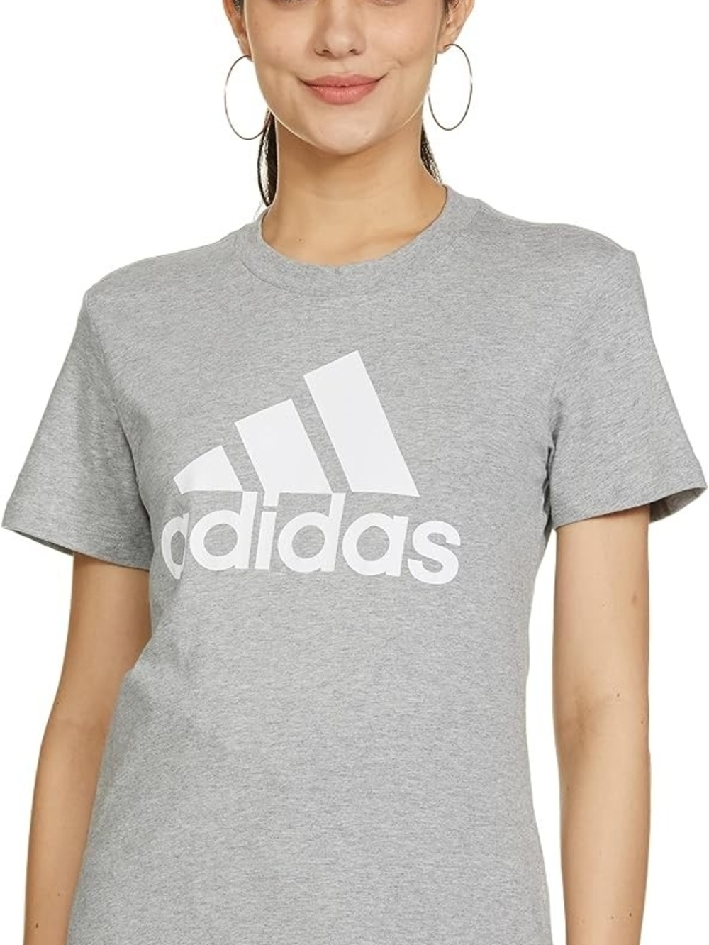 adidas Gray Logo Tee Short Sleeve Women's Size M Casual Active Outdoors